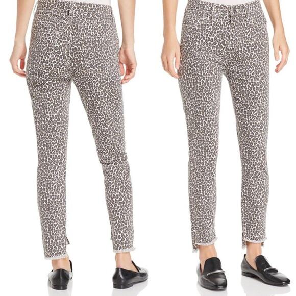 Current Elliott The Super High Waist Stiletto Snow Leopard Slit Step Hem Jeans - Picture 3 of 11